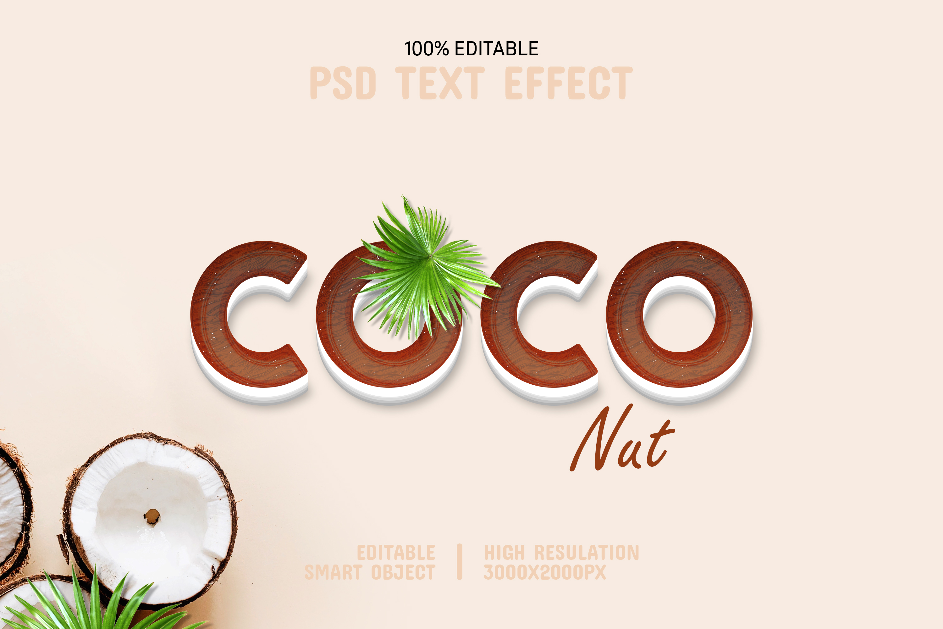 Editable Coconut PSD Text Effect Template by Pixeliota GraphicRiver